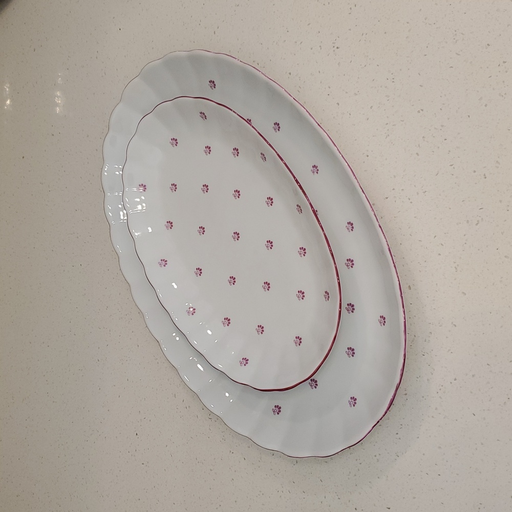 JL Menau Vintage Graf Von Henneberg East Germany Scalloped Platters Set of 2